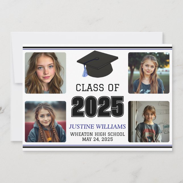 Invitación de graduación azul (Anverso)