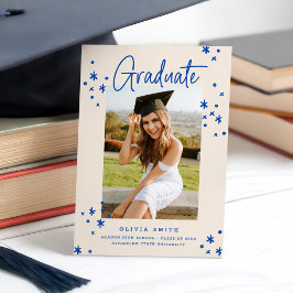 Invitación de Graduación Azul Brillante Moderno Fu