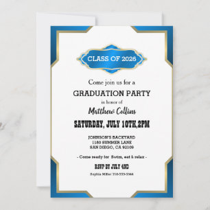 Invitación de Graduación Azul Cielo