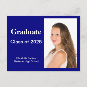Invitación de graduación azul de la marina fotográ