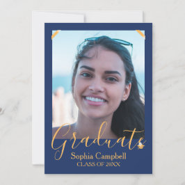 Invitación de graduación azul moderna
