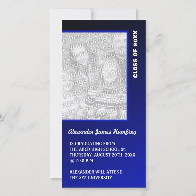 Invitación de graduación azul oscuro (Anverso)