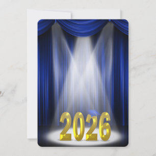 Invitación de Graduación Azul y Dorado 2026