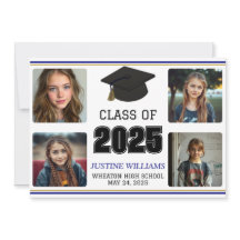 Invitación de Graduación Azul y Oro