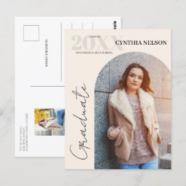 Invitación de graduación Beige de foto arca simple