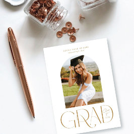 Invitación de graduación blanca de Arch One Photo