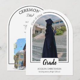 Invitación de graduación blanca moderna y elegante
