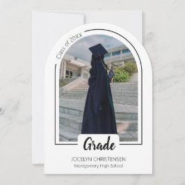 Invitación de graduación blanca moderna y elegante