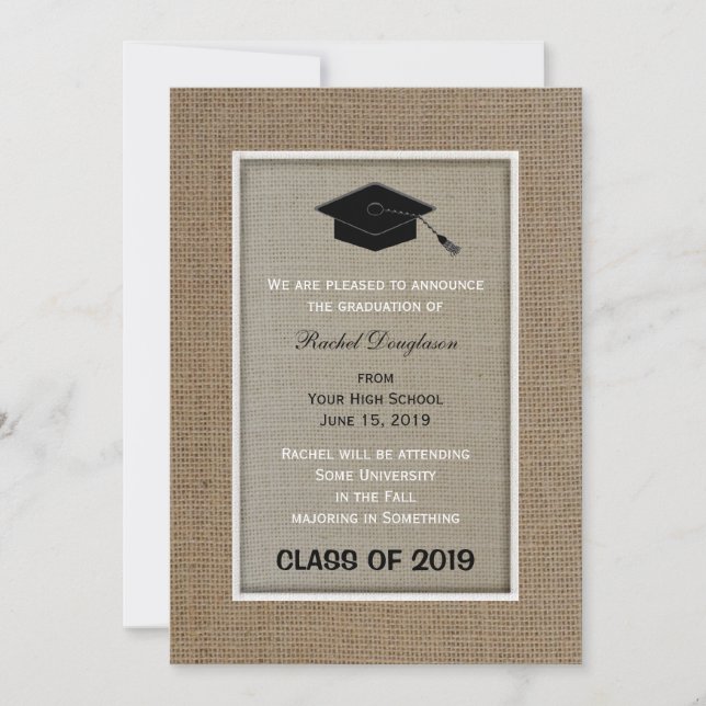 Invitación de Graduación Burlap (Anverso)