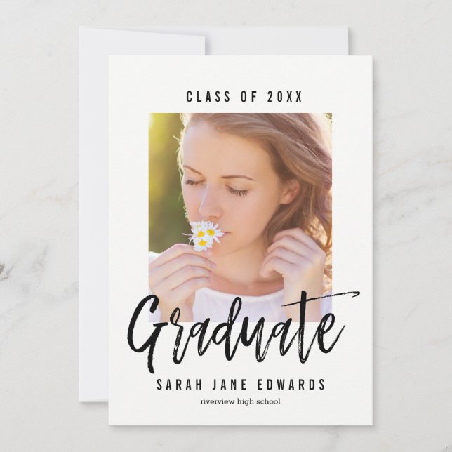 Invitación de graduación cepillado de color editab (Anverso)