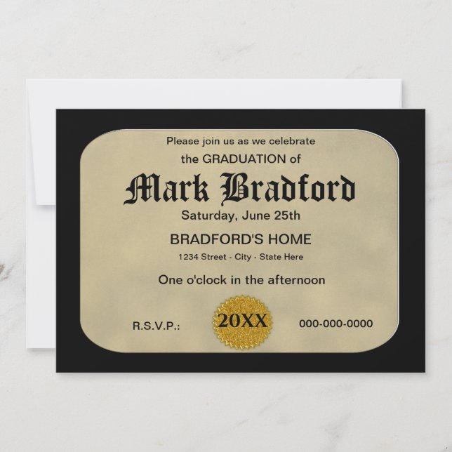 INVITACIÓN DE GRADUACIÓN - CERTIFICADO FRAMADO (Anverso)