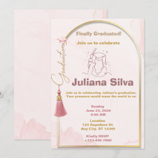 Invitación de Graduación Clase 2026 Rosa Oro
