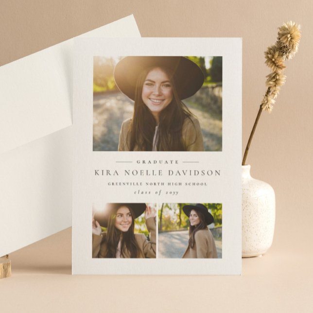 Invitación de graduación clásica de collage de fot (Subido por el creador)