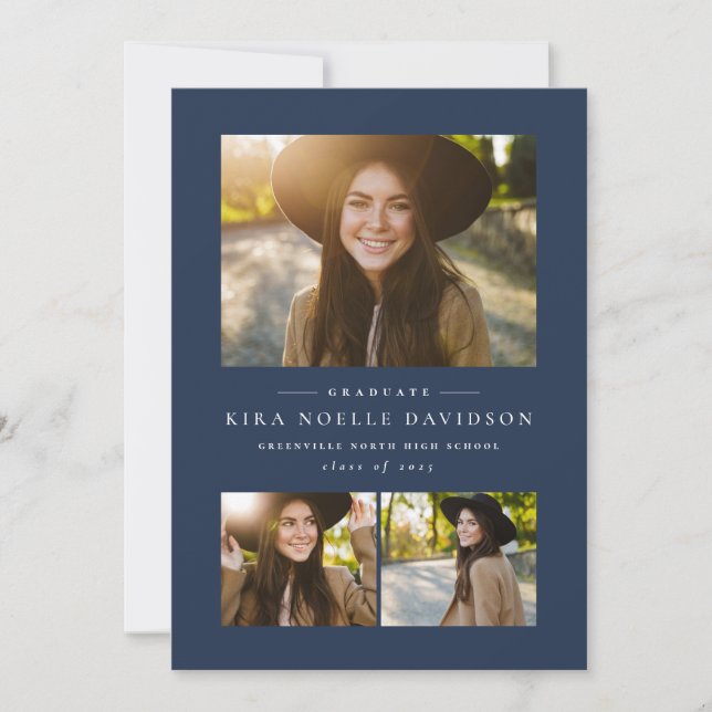 Invitación de graduación clásica de la marina foto (Anverso)