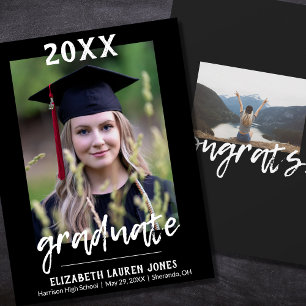 Invitación de graduación clásica en blanco y negro