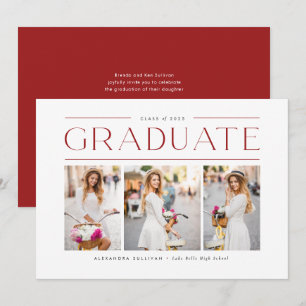 Invitación de Graduación Collage de Fotos con Tipo