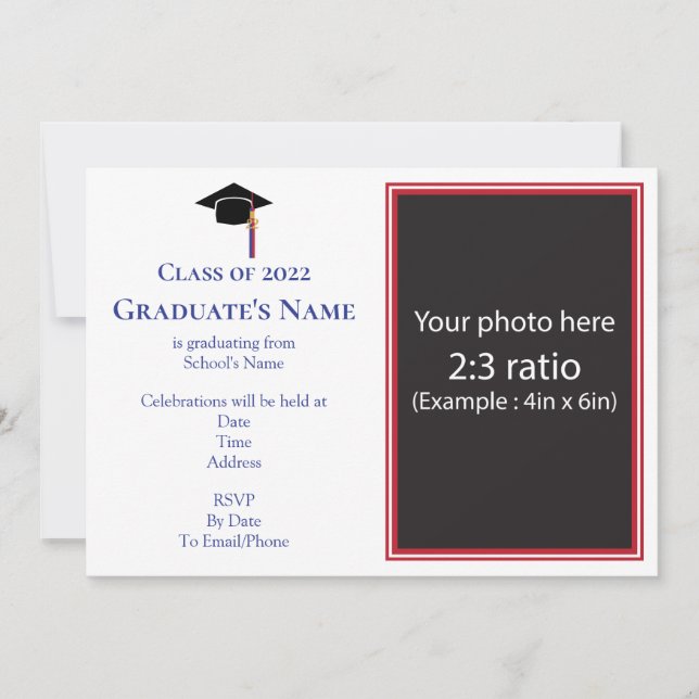Invitación de graduación con birrete (cualquier co (Anverso)