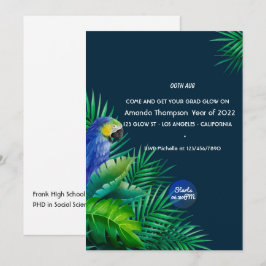 Invitación de graduación con brillo de verano trop