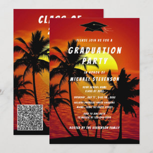Invitación de Graduación con Código QR Puesta de S