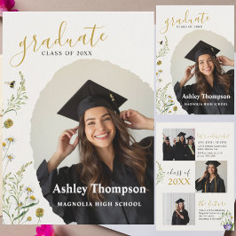 Invitación de graduación con collage de flores sil