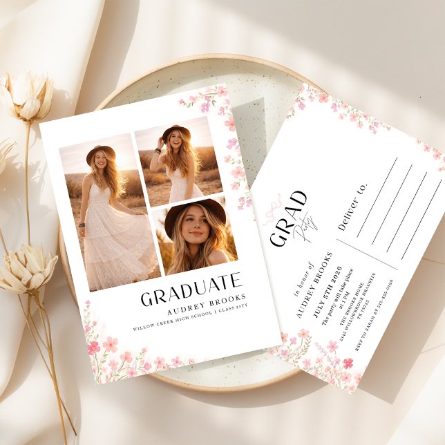 Invitación de Graduación con Collage de Fotos de L (Subido por el creador)
