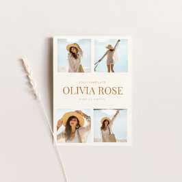 Invitación de graduación con cuatro fotos