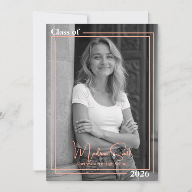 Invitación de graduación con doble marco (Anverso)