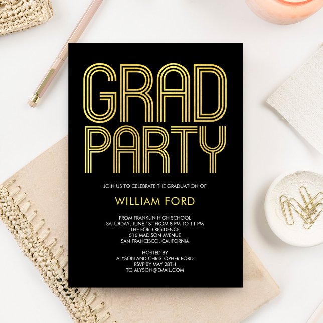 Invitación de graduación con encanto Groovy EDITAB (Subido por el creador)