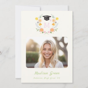 Invitación de Graduación con Escudo Floral Caprich