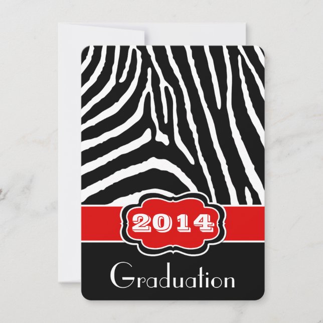 Invitación de graduación con estampado de cebra ro (Anverso)