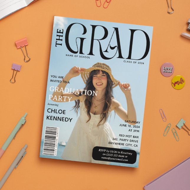 Invitación de graduación con estilo de revista mod (Subido por el creador)