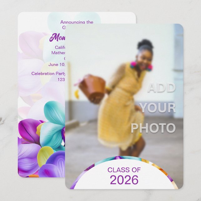 Invitación de graduación con estilo moderno 2026 (Anverso / Reverso)