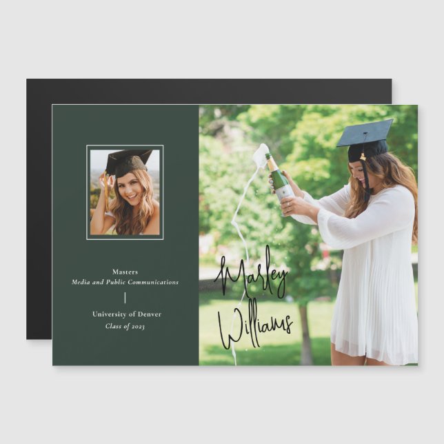 Invitación de graduación con firma MagneticGreen (Anverso/Reverso)