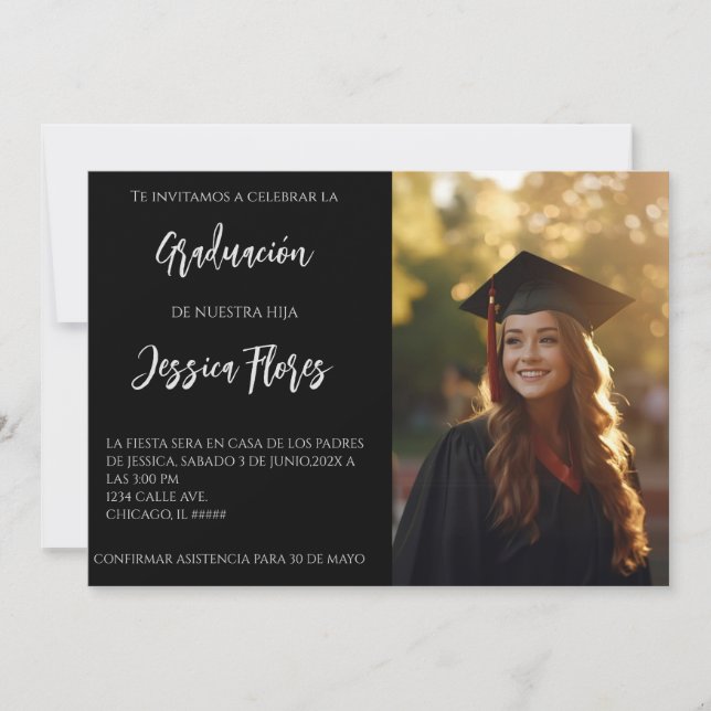 Invitación de graduación con foto (Anverso)