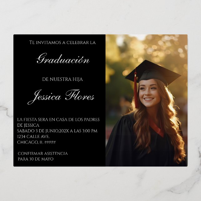 Invitación de graduación con foto (Anverso)
