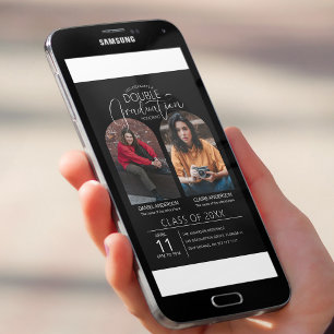 Invitación de graduación con foto arqueada doble g