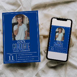 Invitación de graduación con foto de arco elegante