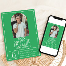 Invitación de graduación con foto de arco elegante