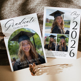 Invitación de graduación con foto de arco moderno