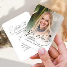 Invitación de graduación con foto de caligrafía mo