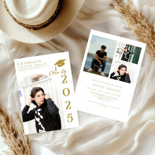 Invitación de graduación con foto de caligrafía mo
