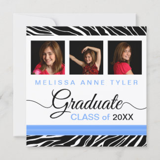 Invitación de graduación con foto de estampado de