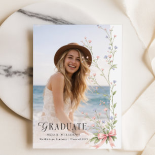 Invitación de Graduación con Foto de Flor Silvestr
