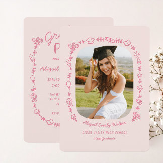 Invitación de Graduación con Foto de Garabatos Dib
