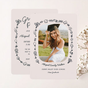 Invitación de Graduación con Foto de Garabatos Dib