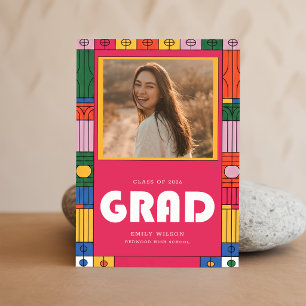 Invitación de Graduación con Foto de Graduado Retr