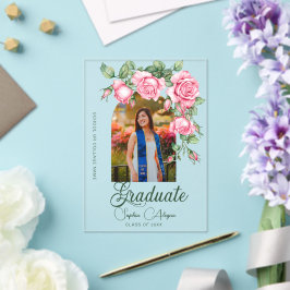 Invitación de Graduación con Foto de Jardín de Flo