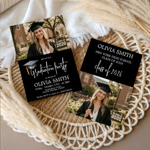 Invitación de graduación con foto de la clase mode