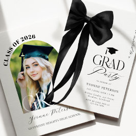 Invitación de graduación con foto de lazo negro