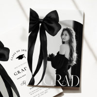 Invitación de graduación con foto de lazo negro